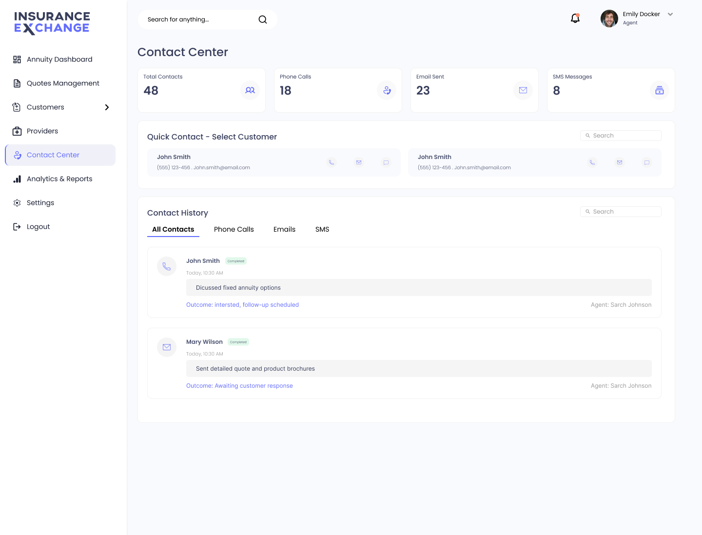 Insurance Exchange — Contact Center