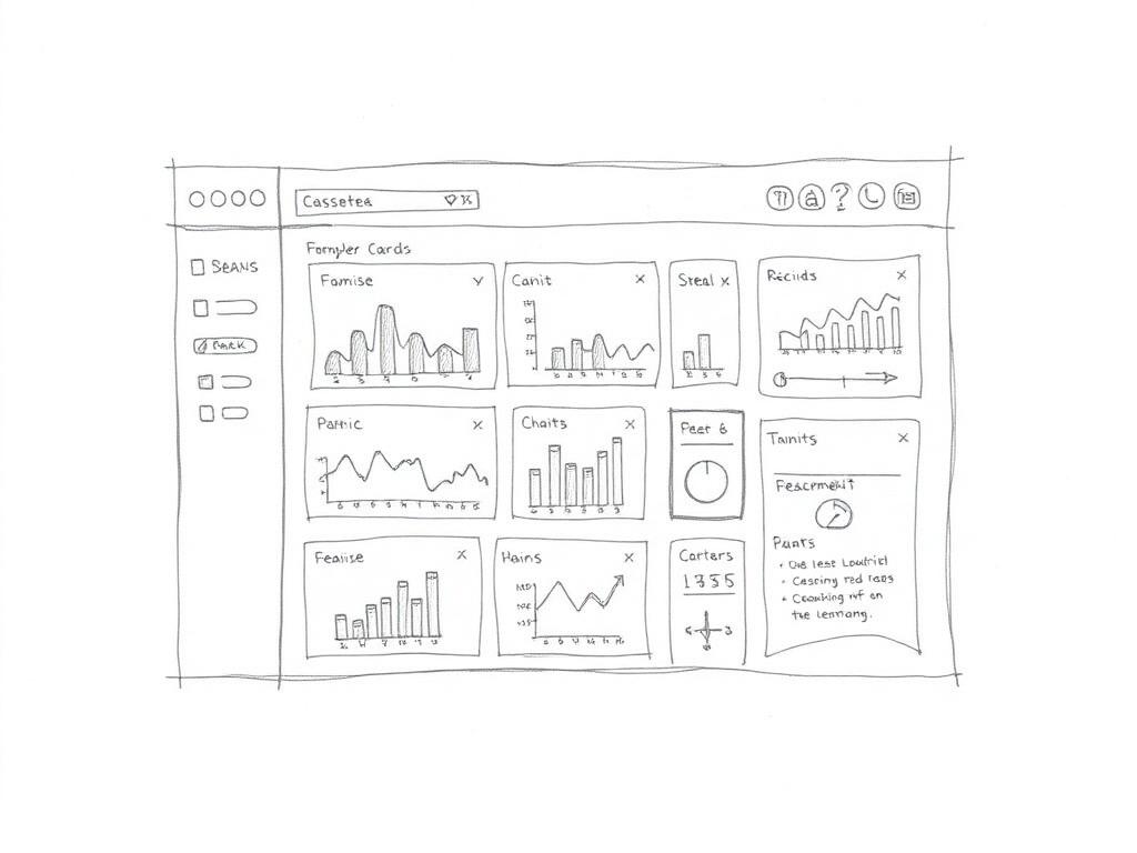 Pencil drawing of a dashboard wireframe