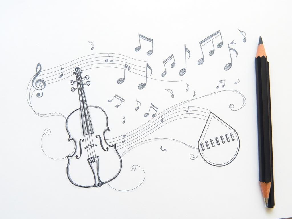 Pencil drawing of music: rhythm, structure, balance, and emotional connection